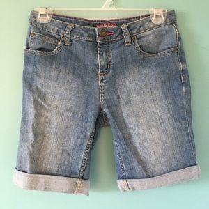 Medium wash denim shorts